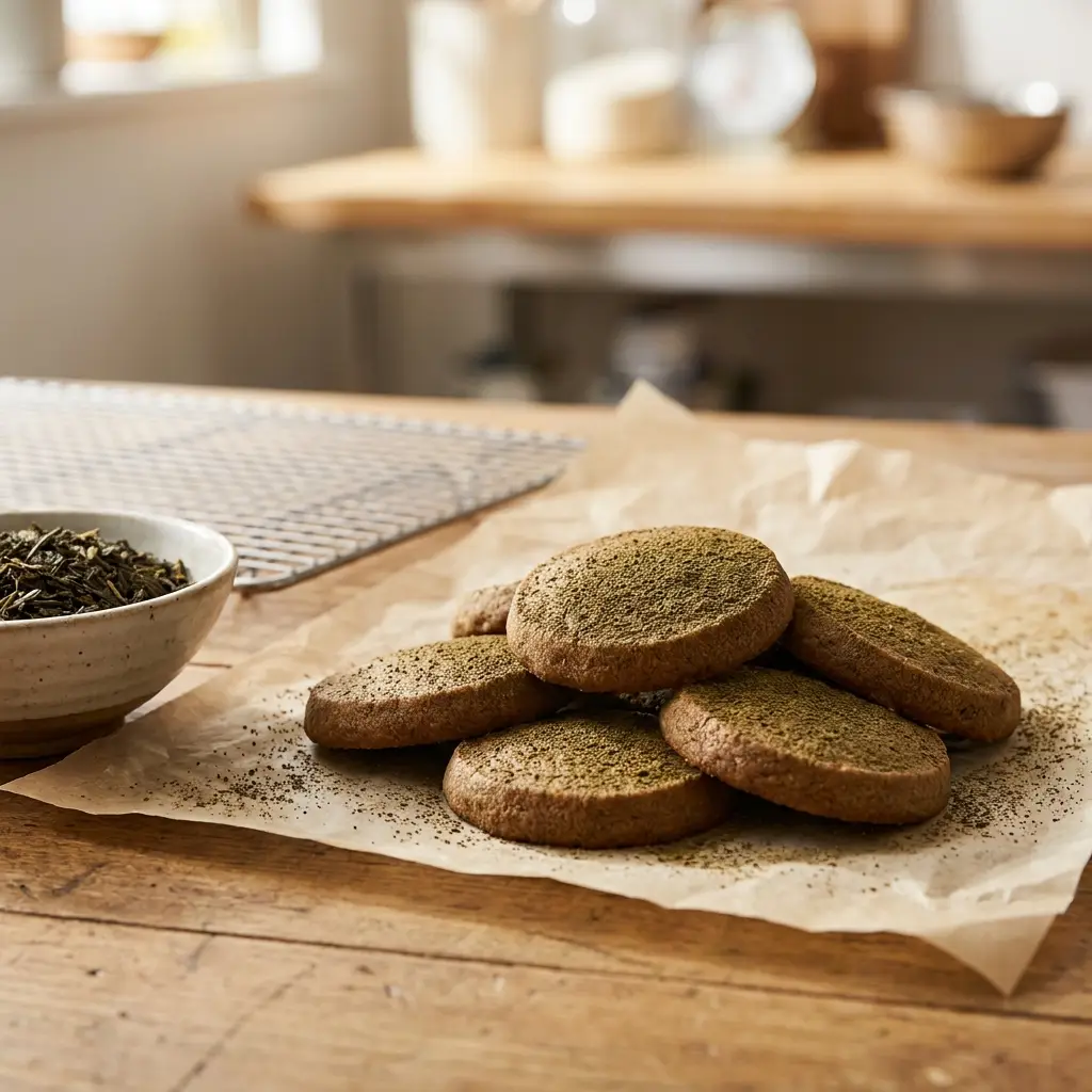 Hojicha-Kekse gebacken mit Hojicha Pulver in Bulk für Bäckereien und Hersteller