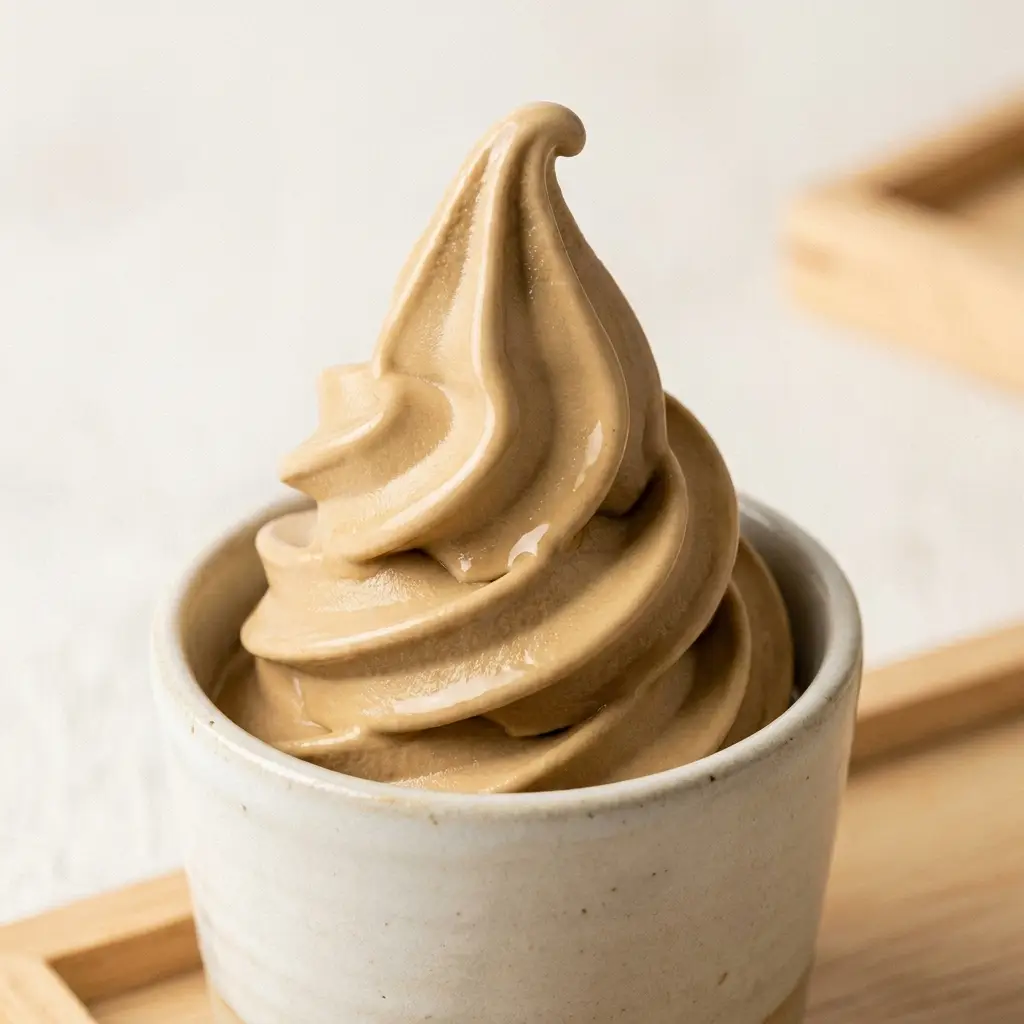 Hojicha-Softeis hergestellt mit Hojicha Pulver in Bulk
