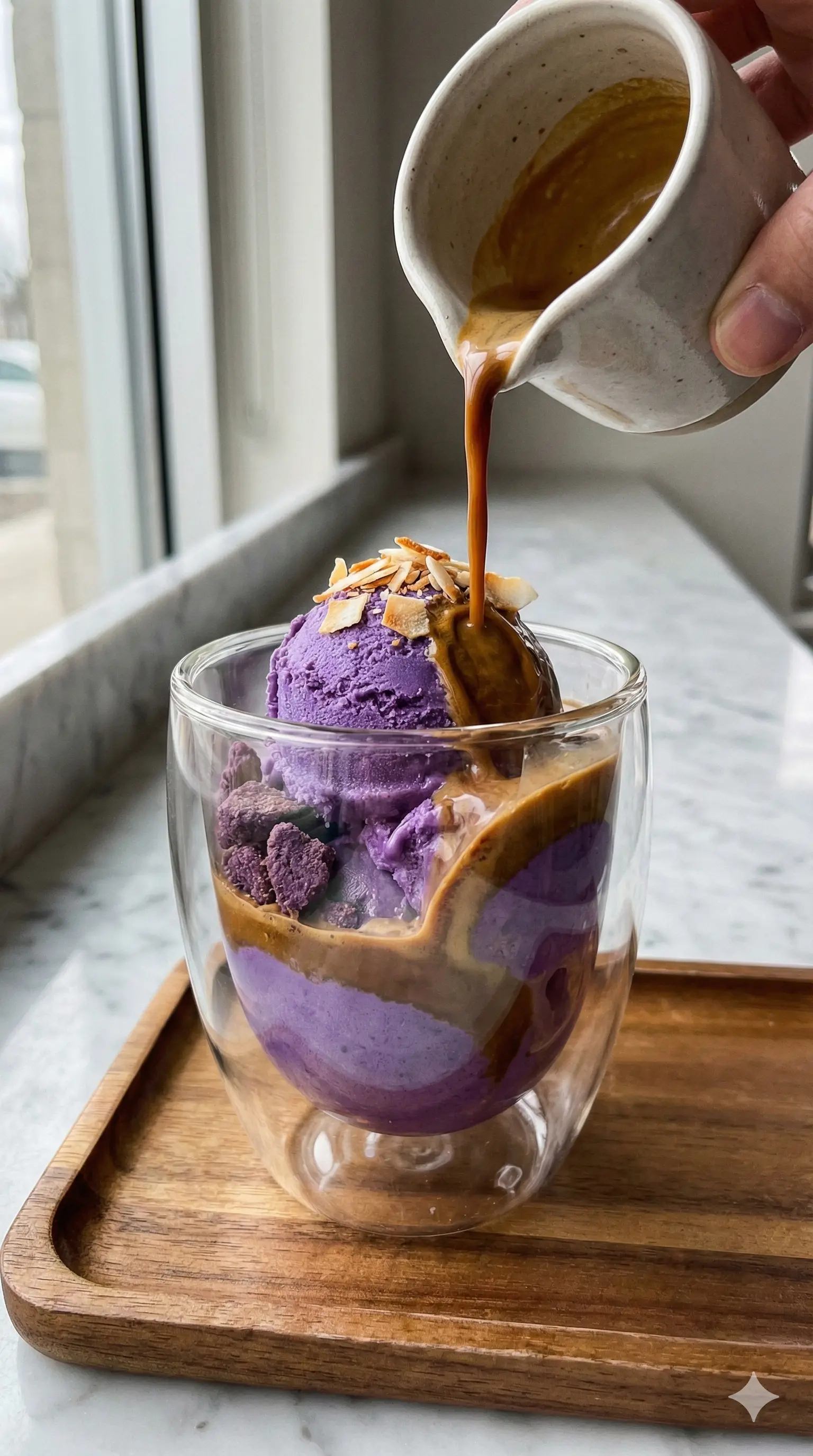 Ube affogato dessert